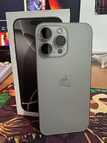 IPhone 16 Pro Max, Б/у, 256 ГБ, Natural Titanium, Защитное стекло, Чехол, Кабель, 94 % — 1