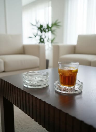 Стеклянные коеманки-пепельницы/подставки (набор) - Количество: 6 шт