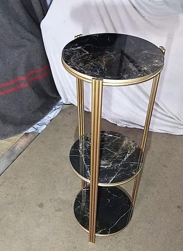 стол со стеклянной столешницей: Декоративные столики с каменной столешницей и металлическим каркасом — 5
