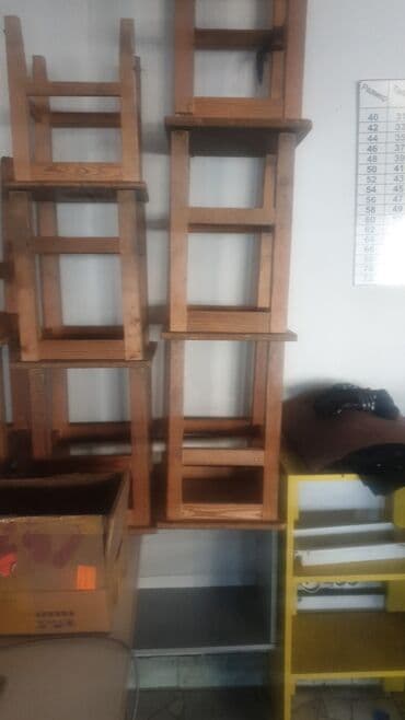 стол с табуреткой: Табуретка, Б/у, Дерево, Не раскладной — 3