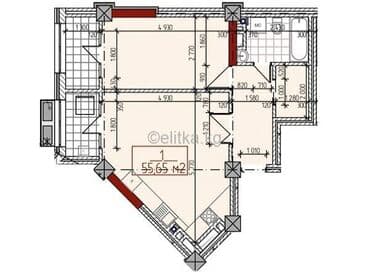 на ипотеку: 1 комната, 56 м², Элитка, 12 этаж, ПСО (под самоотделку) — 4