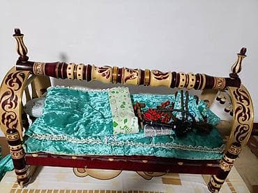 Бешик сатылат Деревянная люлька-колыбель для новорождённого с резьбой — 5