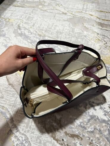 у настоящей женщины должна быть сумка из италии: Сумка-тоут бордового цвета - Материал: гладкая экокожа с контрастной — 2