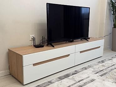 Тумба и подставка для телевизора, Б/у, Напольная, Дерево, Самовывоз, цвет - Белый