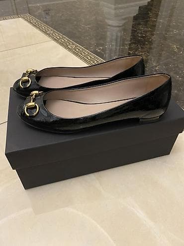 Оксфорды: Оригинал. Балетки Gucci с открытым мысом - Материал: лакированная — 2