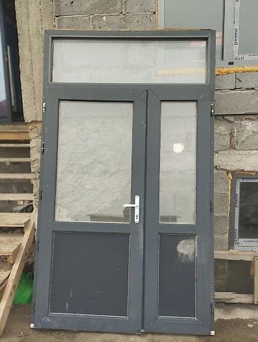 Двери для домов и квартир, Двухстворчатая, Со стеклом, цвет - Серый