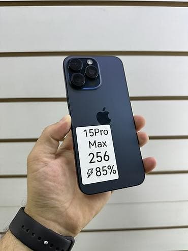 IPhone 15 Pro Max, Б/у, 256 ГБ, Blue Titanium, Защитное стекло, Чехол, 85 %