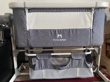 кровать для новорожденных: Детская приставная кроватка, С колесиками, цвет - Серый — 1