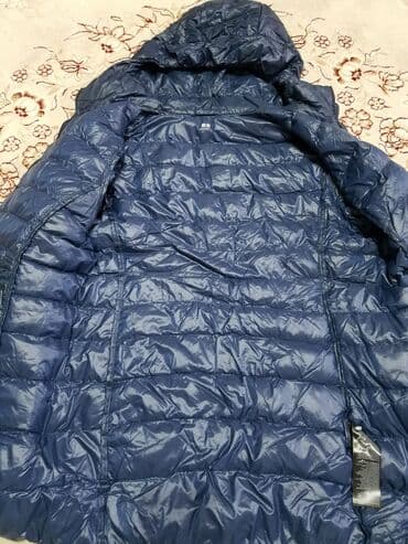 купить женский пуховик большого размера: Очень лёгкая теплая женская куртка деми, наполнитель пух,синего — 3