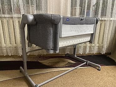 обувь женский: Детская приставная кроватка, С колесиками, цвет - Серый — 2