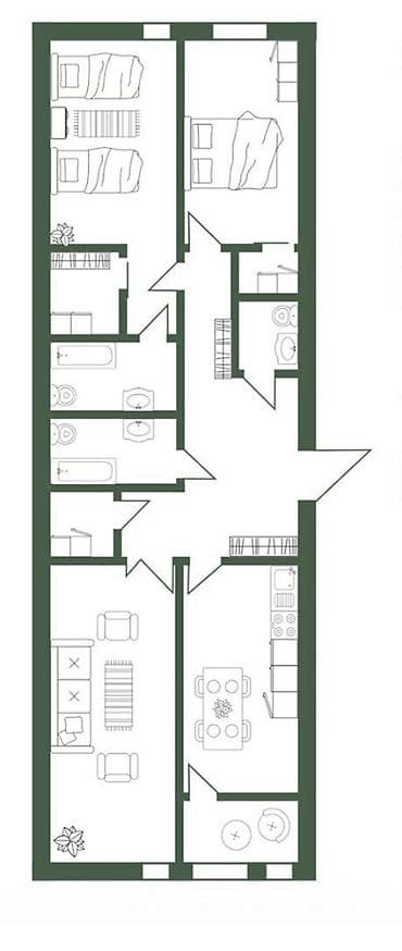 Продажа квартир: 3 комнаты, 123 м², Элитка, 7 этаж, Готовая ПСО (под самоотделку) — 2