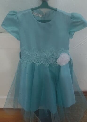на 6 лет: Детское платье, цвет - Голубой, Б/у — 1