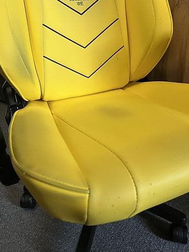 паталь: Игровое кресло, Б/у, С колесиками, цвет - Желтый, Экокожа — 7