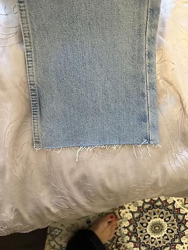 плотя: Джинсы, Клеш, Zara, Средняя талия, С бахромой, S — 5