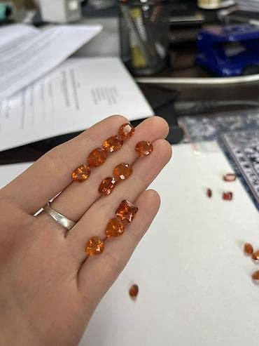 Жеке буюмдар: Гранат мандариновый/спессартин — набор огранённых вставок для — 2