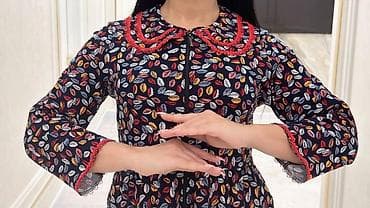 Женское платье с молнией спереди и отложным воротником - Фасон