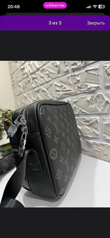черно белый: Классическая сумка, Louis Vuitton, Материал: Искусственная кожа, Застежка на молнии, Мужские, Новый — 3