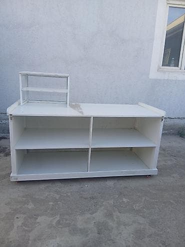 Соода жабдуулары: Торговая стойка/прилавок на колесах - Материал: ЛДСП/МДФ, белый цвет — 5