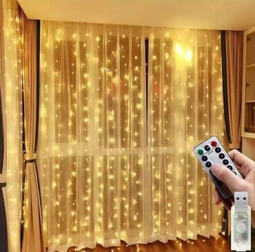 люстра продажа: Новогодняя Гирлянда‑занавес с тёплым белым светом и пультом ДУ — 5