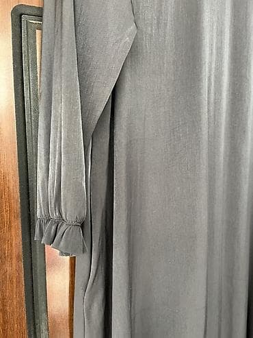 платье из штапеля: Длинное платье свободного кроя - Цвет: графитово‑серый - Длина: макси — 5