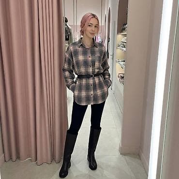 женские рубашки в клетку: Рубашка женская в клетку - Размер: 42–44 - Состав ткани: хлопок 50% — 3