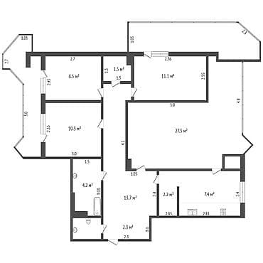 квартиры золотой квадрат: 4 комнаты, 97 м², Золотой квадрат Индивидуалка, 8 этаж — 3