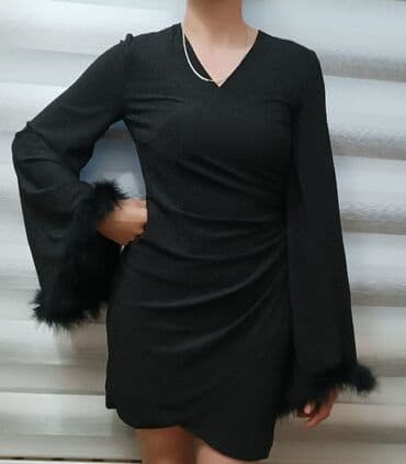 национальные украшения бишкек: Вечернее платье, Короткая модель, Трикотаж, С рукавами, Перья — 4