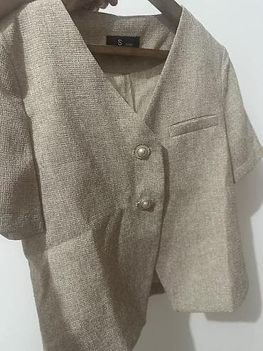 кийит: Женский укороченный жакет с коротким рукавом - Цвет: светло-бежевый — 1