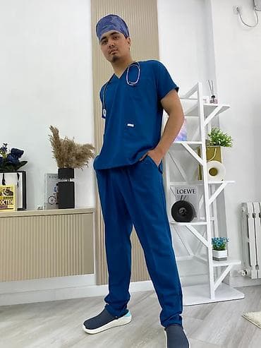 Медтовары: Медицинский костюм (scrubs) унисекс - Комплект: топ с V-образным — 5