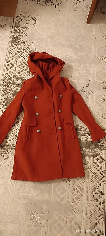 tech flis: Пальто, Осень-весна, Кашемир, По колено, С капюшоном, M — 1