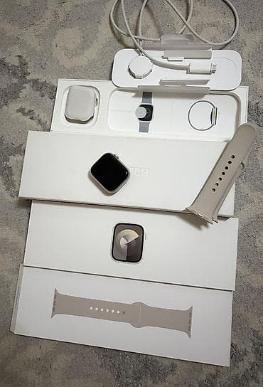 apple watch 5 цена в бишкеке: Apple Watch 9 41 mm silver Полный комплект : Зарядка коробка — 10