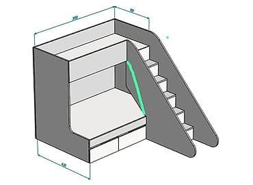 Балдар электр унаалары: Детская двухъярусная кровать-домик с лестницей и ящиками — 2