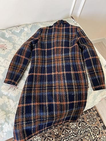 мужской плащ длинный: Пальто, Классика, Осень-весна, Твид, По колено, В клетку, S — 4