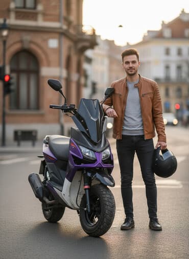 купить мотоцикл горный: Скутер/мопед городского типа с боксовым кофром шлем в подарок — 1