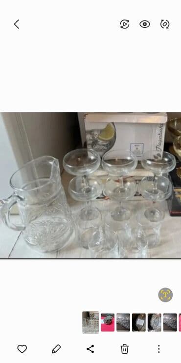 посуда для конфет: Комплект для варенья 600 сом ( 6шт), графин+5 стаканов 600 сом — 1