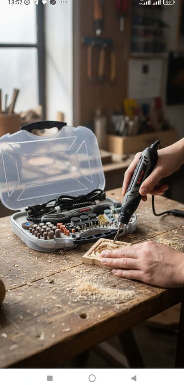 инструменты для мебели: Гравер УРАГАН YPG210 — многофункциональный набор в пластиковом кейсе — 2