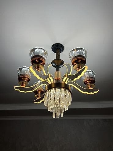 Люстры: Потолочная люстра с LED‑подсветкой и хрустальным каскадом - — 4