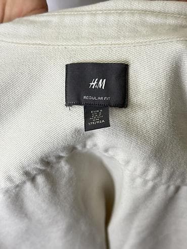 Куртки: Мужская рубашка, S, H&M, Б/у, цвет - Белый, Самовывоз, Платная доставка — 2