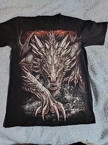 Футболки: Футболка с крупным графическим принтом «Дракон». - Цвет: черный - — 2