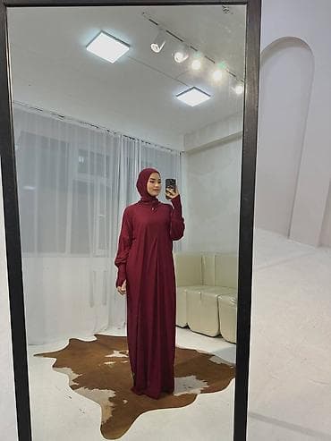 m s: Повседневное платье, Made in KG, Осень-весна, Длинная модель, Трикотаж, Оверсайз, XL — 4