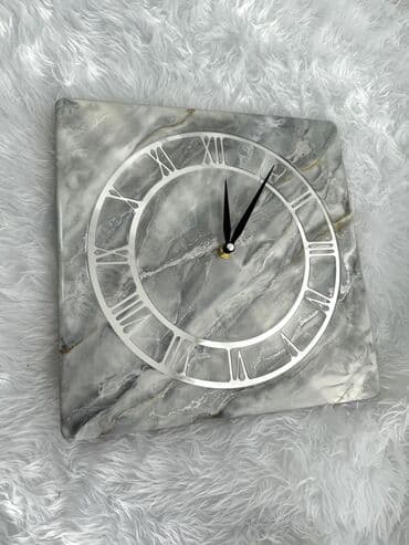 именные настенные часы: Настенные часы в стиле «серый мрамор» - Ручная работа -размер — 9
