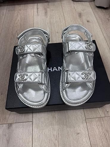 шандор: Босоножки, 36, Chanel, Новый, цвет - Серебристый, Платная доставка — 4