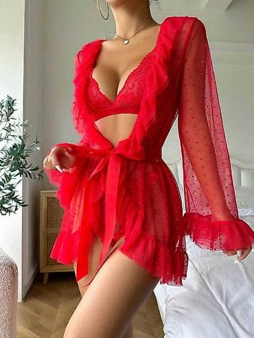 пеньюары из гипюра: Комплект, Пеньюар, Атлас, С кружевом — 2