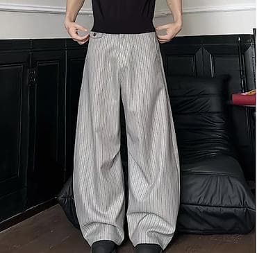 шым: Широкие брюки в полоску - Свободный сверхширокий крой с объемной — 1
