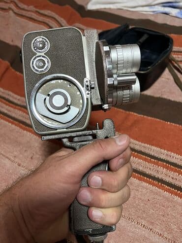 раритетный фотоаппарат: Японская крутая пленочная кинокамера 1950 года выпуска, с чехлом — 4