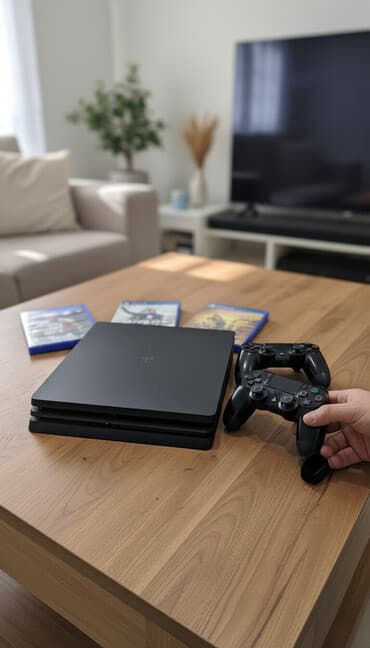 приставка ps4: Игровой комплект PlayStation 4 Slim (черная консоль) с аксессуарами и — 1