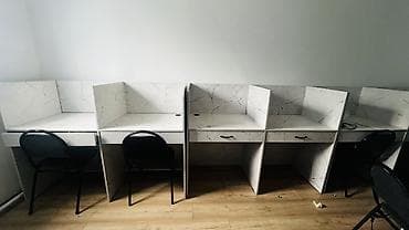 столики для компьютера: Комплект офисной мебели, Стул, ДСП, цвет - Белый — 2