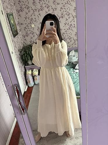 белый платия: Новое/1-раза надевала на кыз узатуу. Платье-макси нежного кремового — 2