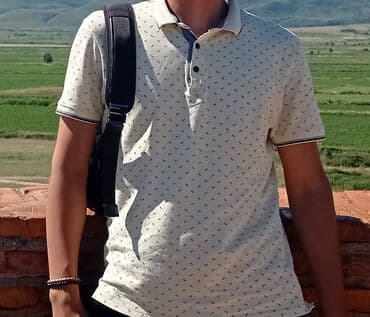 Шорталар: Zolla Футболка-поло мужская из 100% хлопка с принтом "якори" — 2