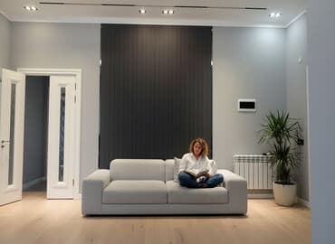 1 комнатный дом: Тв зона бамбуковый панель# 3д панели рейки#молдинг#потолочные — 2